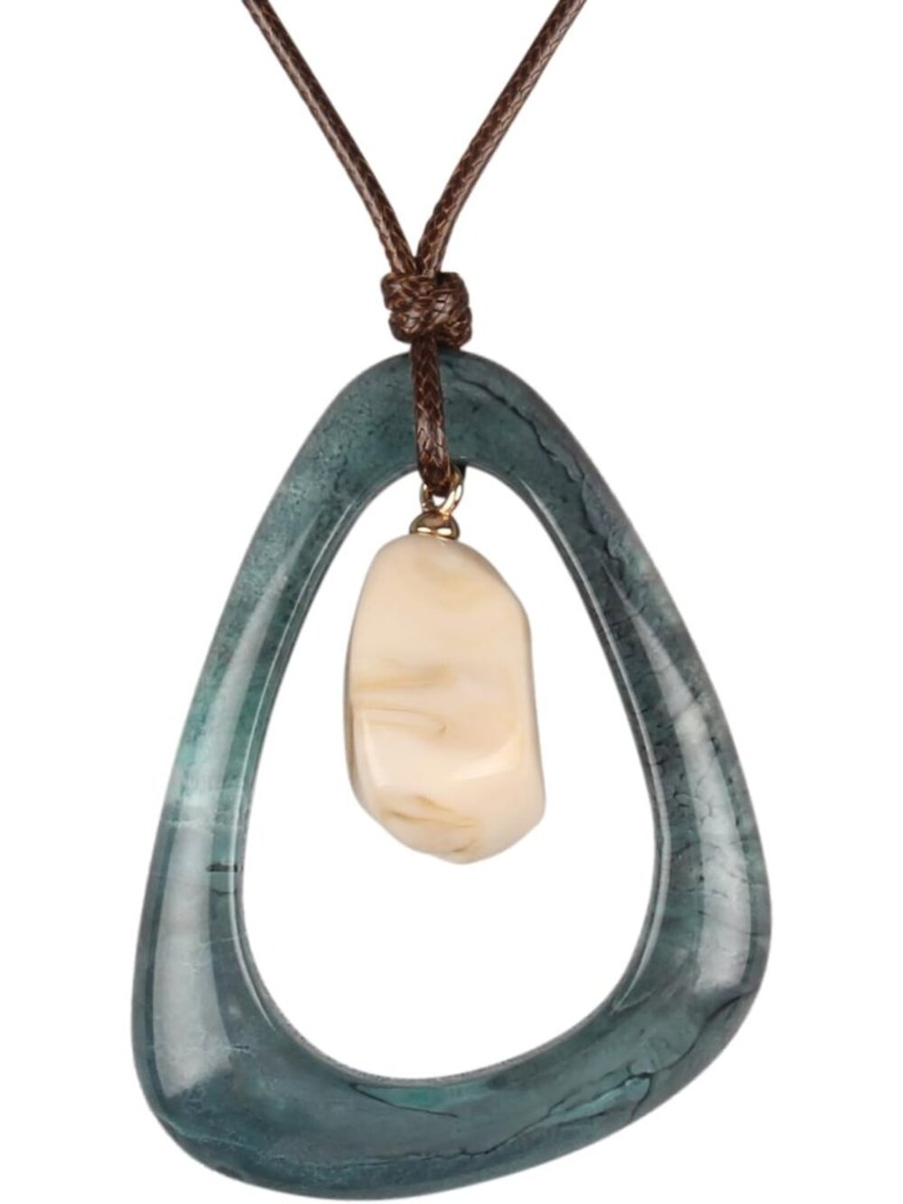 Women Vintage Resin Geometric Loop Pendant Necklace Boho Stone Choker Gift
